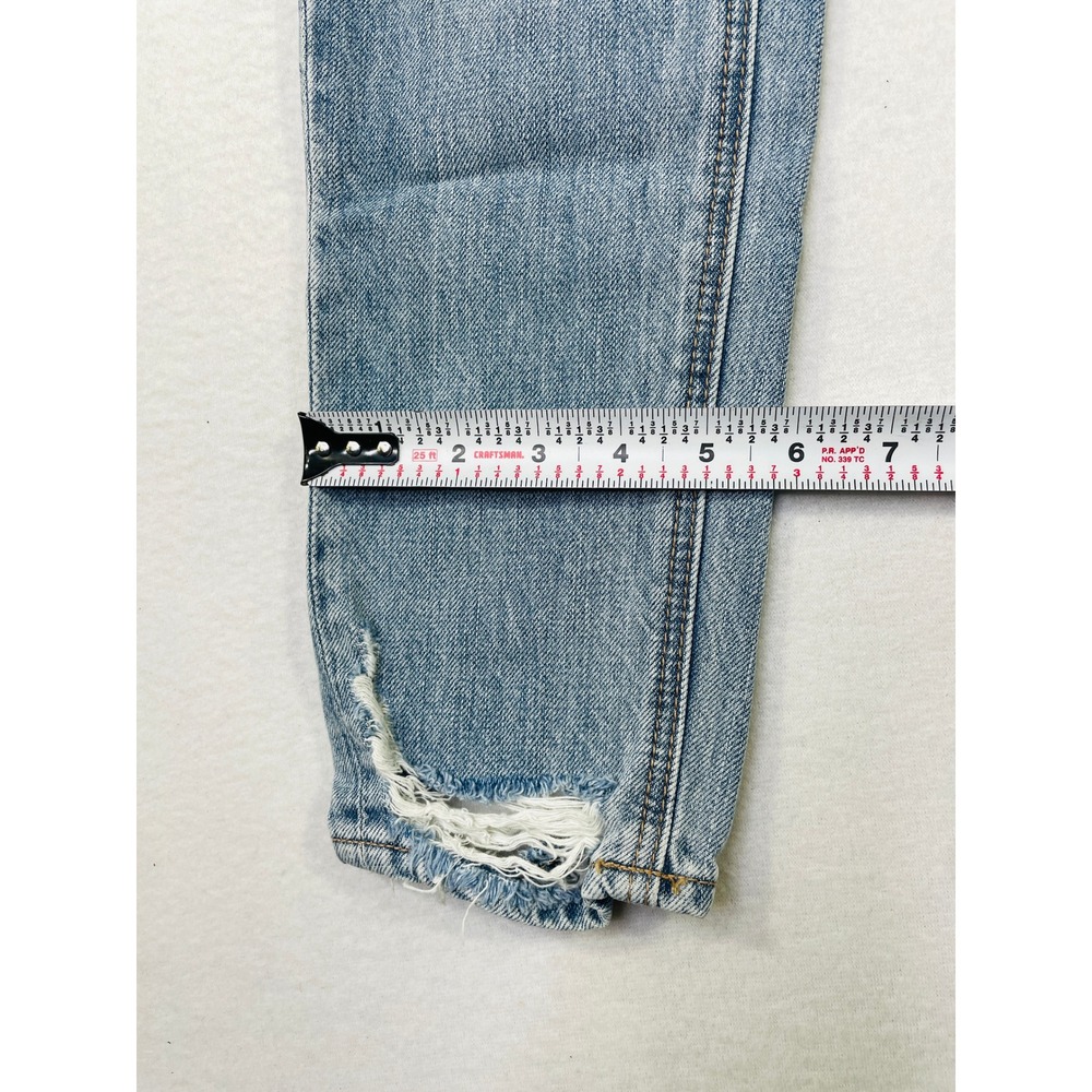 American Eagle Tomgirl Jeans Womens 00 Light Wash Distressed Button Fly Denim - Picture 10 of 12